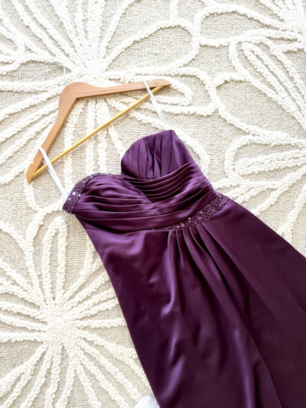 David's Bridal Plum Strapless Sweetheart Gown